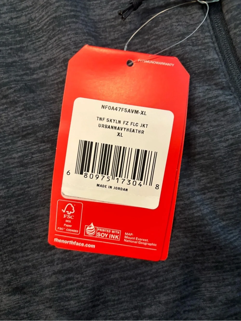 🔴The North Face Men's Heathered Charcoal Full-Zip Jacket